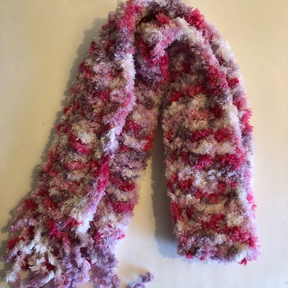 Frizzy Shades of Pink Extra Soft Long Scarf Sizes 4-8 Handmade Crochet - Picture 4 of 4